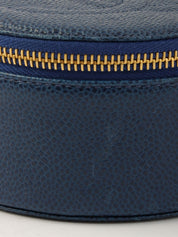 1995 Caviar Skin CC Mark Stitch Jewelry Case, Navy