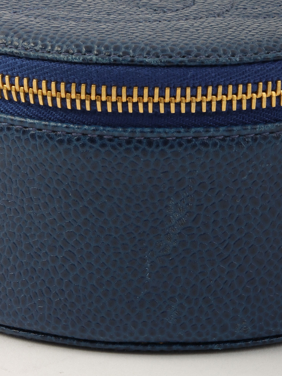 1995 Caviar Skin CC Mark Stitch Jewelry Case, Navy