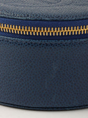 1995 Caviar Skin CC Mark Stitch Jewelry Case, Navy