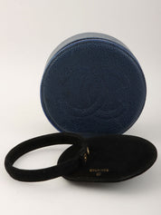 1995 Caviar Skin CC Mark Stitch Jewelry Case, Navy