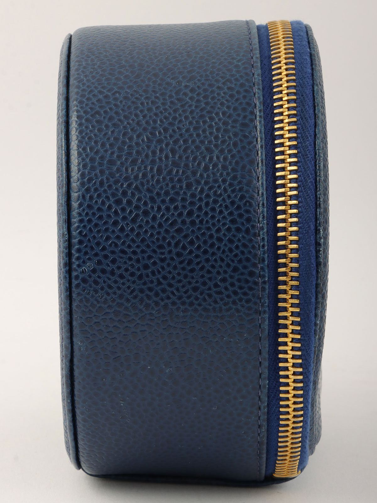 1995 Caviar Skin CC Mark Stitch Jewelry Case, Navy