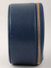 1995 Caviar Skin CC Mark Stitch Jewelry Case, Navy