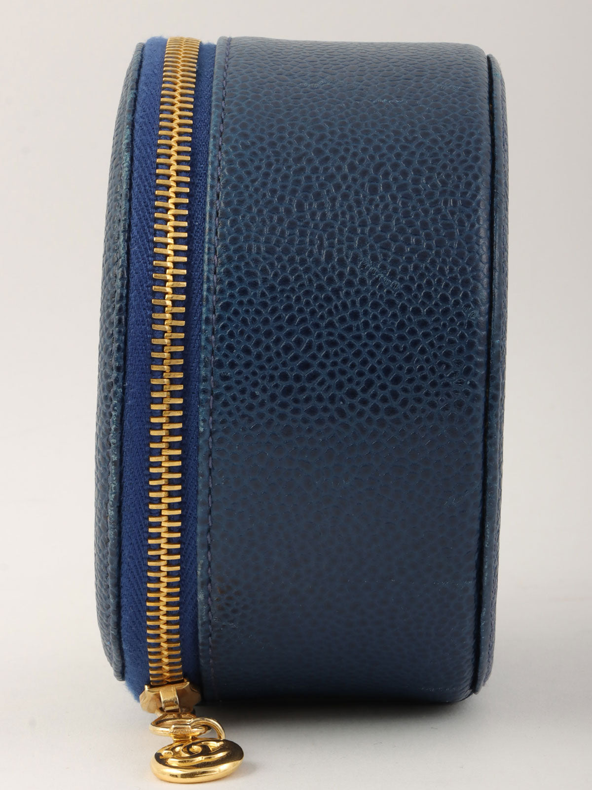 1995 Caviar Skin CC Mark Stitch Jewelry Case, Navy