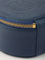 1995 Caviar Skin CC Mark Stitch Jewelry Case, Navy