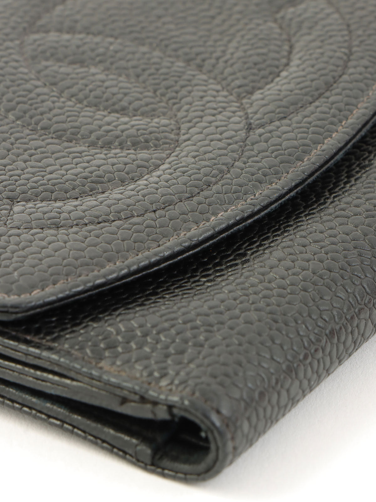 1997 Caviar Skin CC Mark Stitch Wallet in Black
