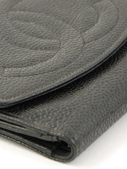 1997 Caviar Skin CC Mark Stitch Wallet in Black