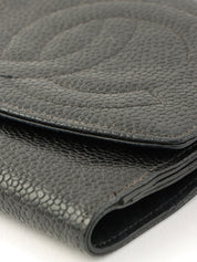 1997 Caviar Skin CC Mark Stitch Wallet in Black