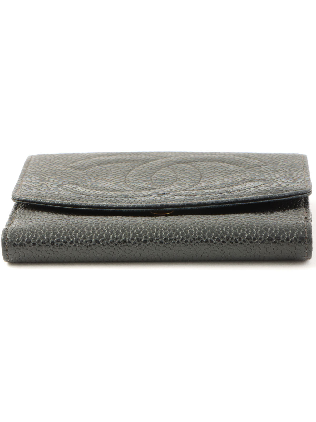 1997 Caviar Skin CC Mark Stitch Wallet in Black
