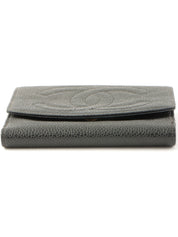 1997 Caviar Skin CC Mark Stitch Wallet in Black