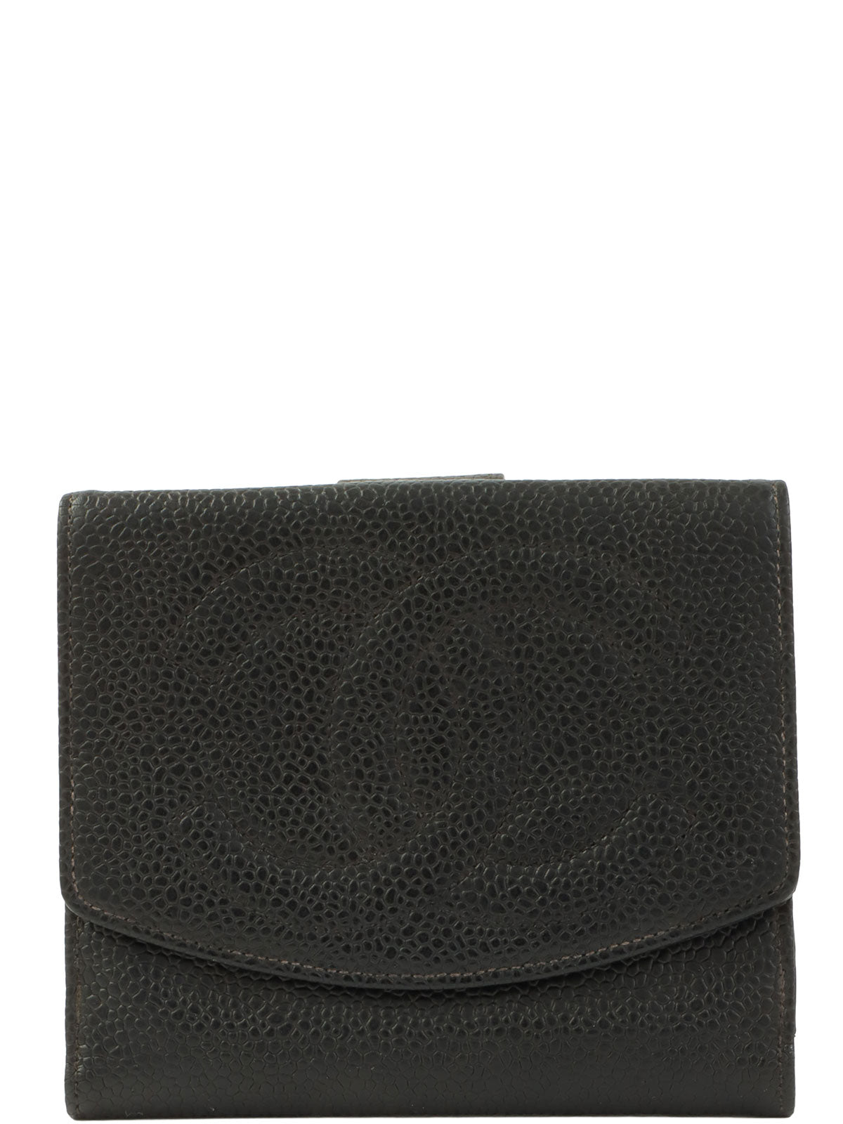 1997 Caviar Skin CC Mark Stitch Wallet in Black