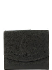 1997 Caviar Skin CC Mark Stitch Wallet in Black
