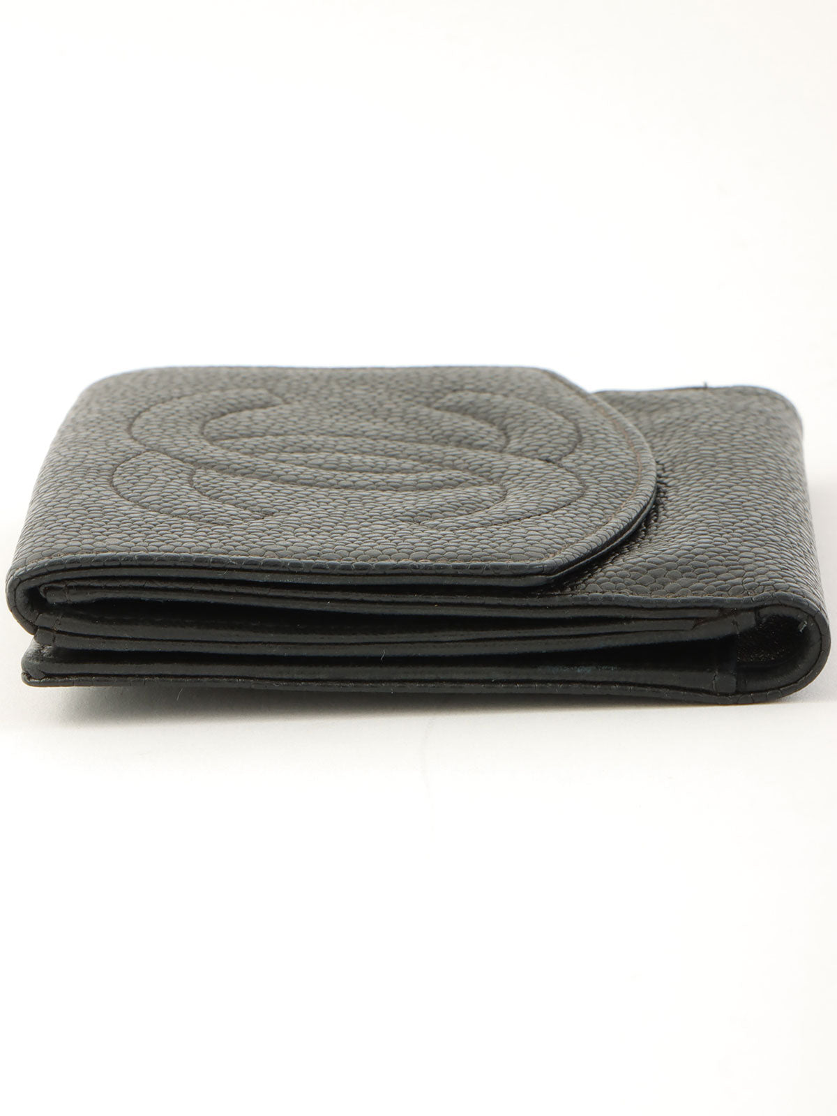 1997 Caviar Skin CC Mark Stitch Wallet in Black