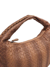 Brown Intrecciato Stripe Hobo Bag