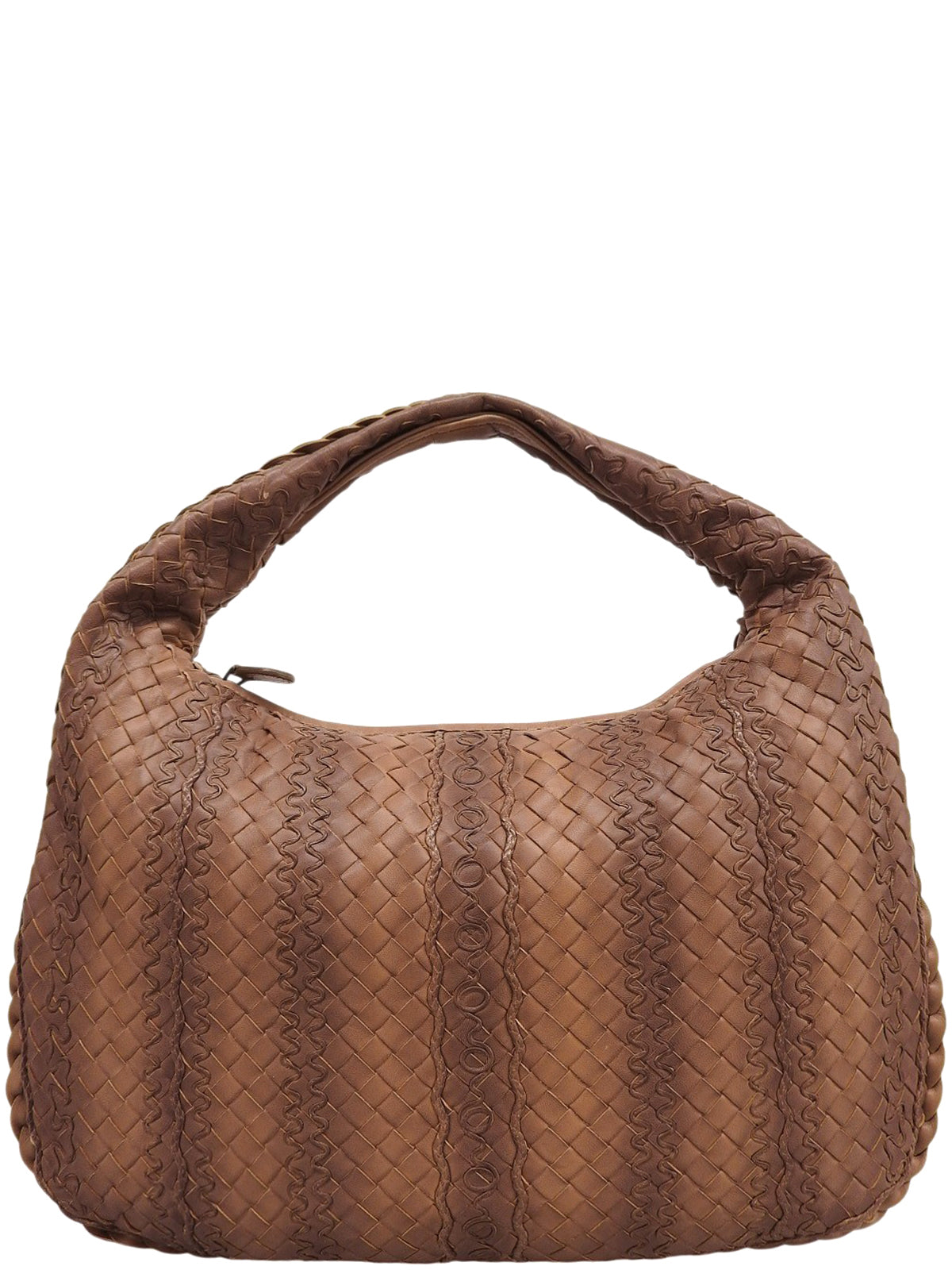 Brown Intrecciato Stripe Hobo Bag