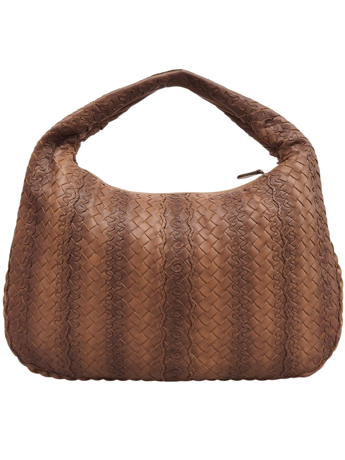 Brown Intrecciato Stripe Hobo Bag