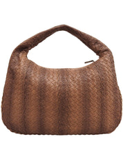 Brown Intrecciato Stripe Hobo Bag