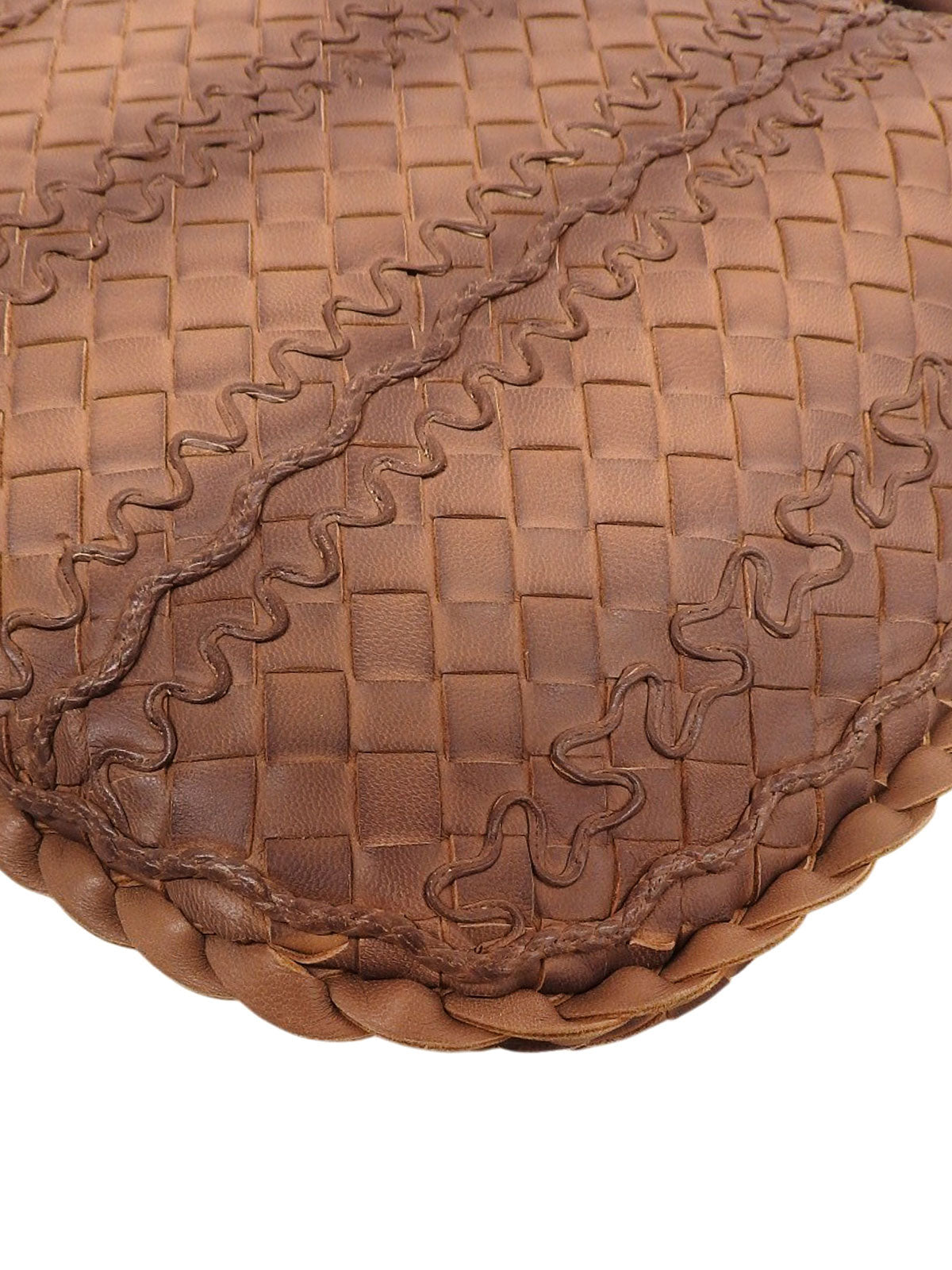 棕色 Intrecciato 条纹 Hobo 单肩包