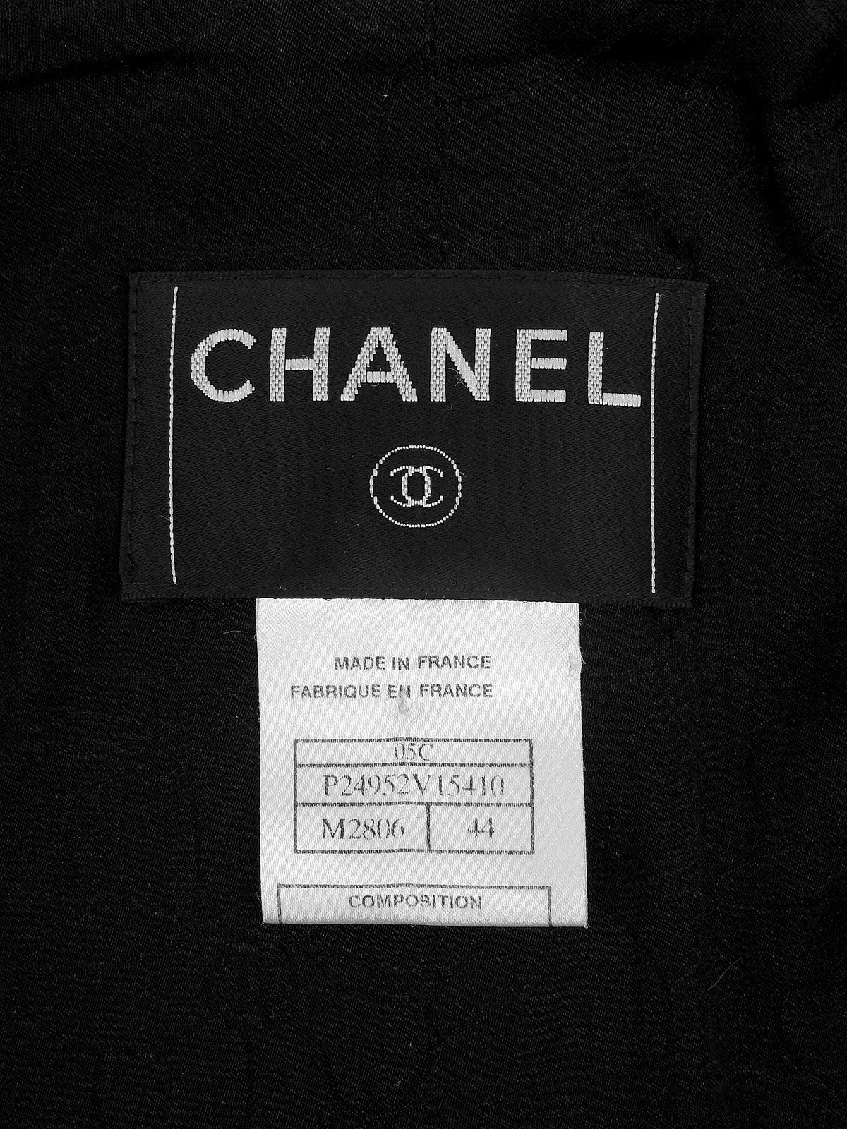 2005年製 ツイードCCマークエンブレムワッペンジャケット ブラック/マルチ