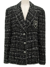 2005年製　ツイードCCマークエンブレムワッペンジャケット　ブラック/マルチ