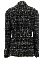 2005年製　ツイードCCマークエンブレムワッペンジャケット　ブラック/マルチ