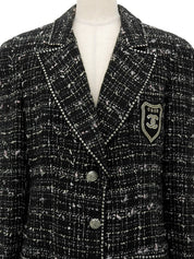 2005年製 ツイードCCマークエンブレムワッペンジャケット ブラック/マルチ