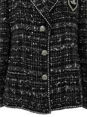 2005年製 ツイードCCマークエンブレムワッペンジャケット ブラック/マルチ