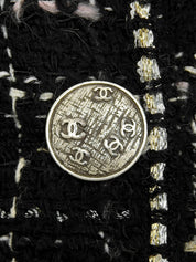 2005年製　ツイードCCマークエンブレムワッペンジャケット　ブラック/マルチ