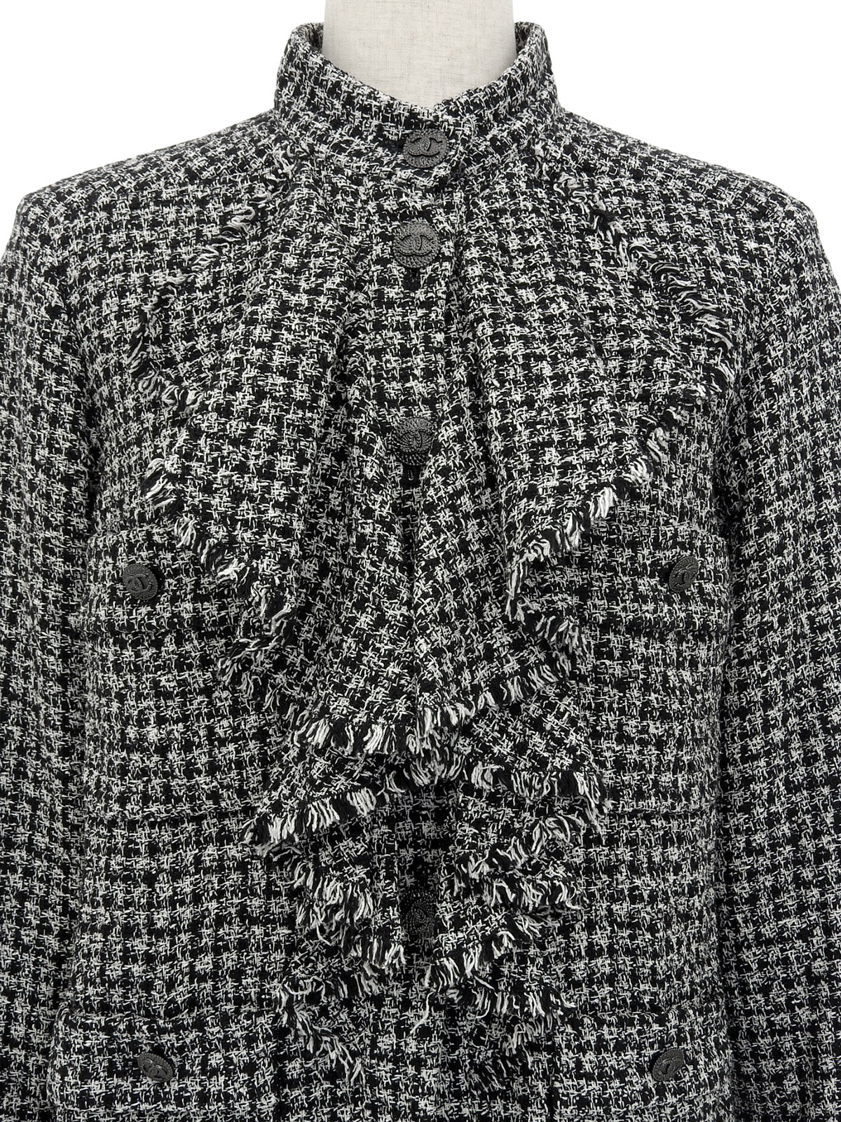 2009年製　CCマークボタンフリルジャケット　ホワイト/ブラック