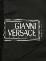 Medusa Button Double-Breasted Knit Jacket in Black