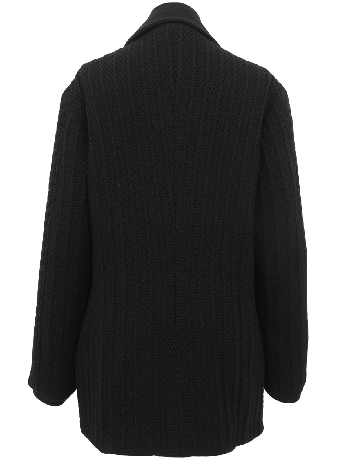 Medusa Button Double-Breasted Knit Jacket in Black