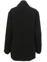 Medusa Button Double-Breasted Knit Jacket in Black