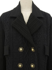 Medusa Button Double-Breasted Knit Jacket in Black