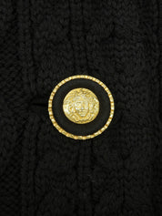 Medusa Button Double-Breasted Knit Jacket in Black