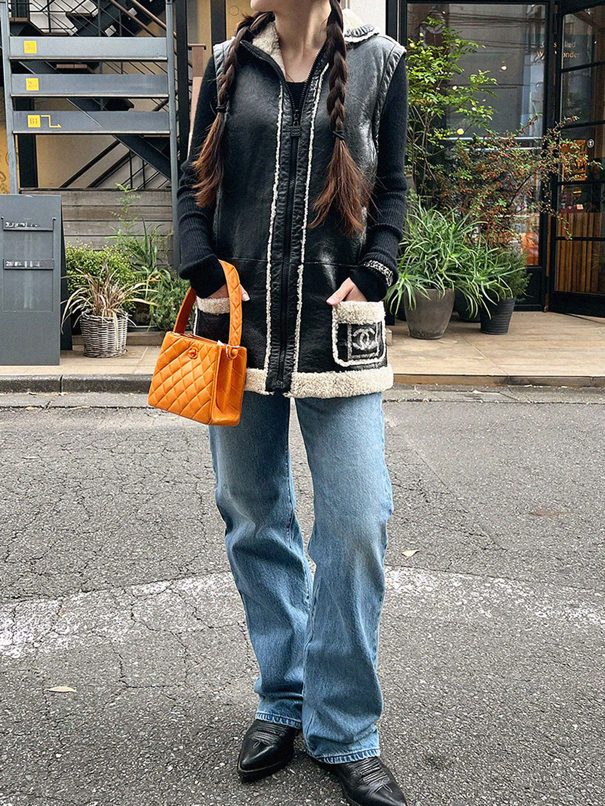 2008年製 スポーツラインムートンニットCCマークベスト ブラック