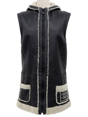 2008年製 スポーツラインムートンニットCCマークベスト ブラック