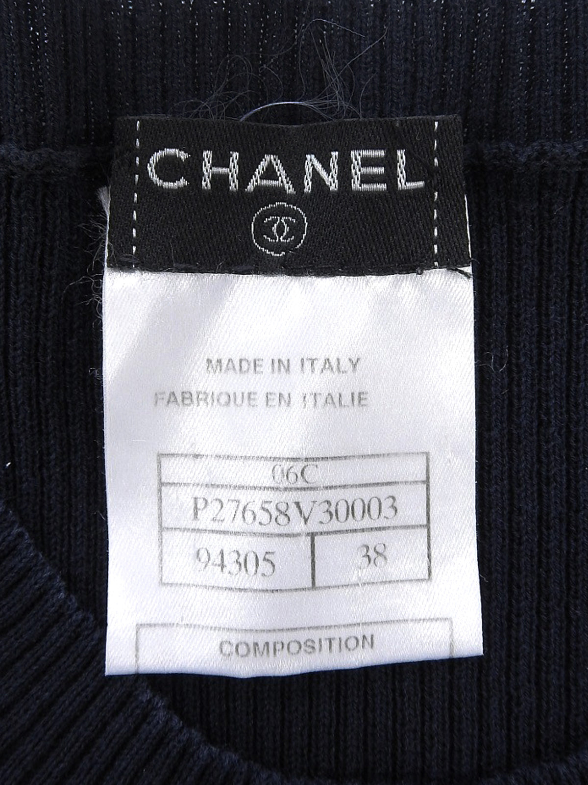 2008年製 カメリアボタンハーフスリーブニットトップス ネイビー