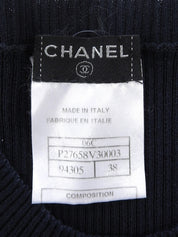 2008年製 カメリアボタンハーフスリーブニットトップス ネイビー