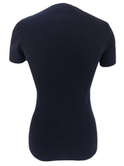 2008年製 カメリアボタンハーフスリーブニットトップス ネイビー