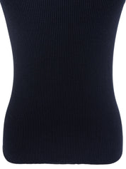 2008年製 カメリアボタンハーフスリーブニットトップス ネイビー