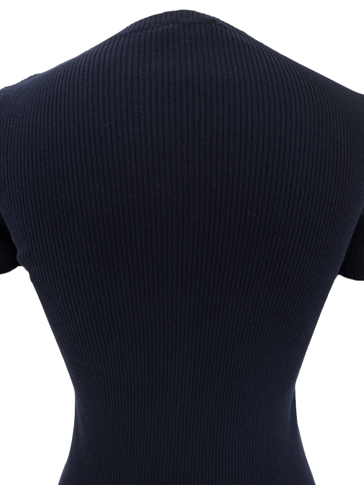 2008年製 カメリアボタンハーフスリーブニットトップス ネイビー