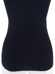 2008年製 カメリアボタンハーフスリーブニットトップス ネイビー