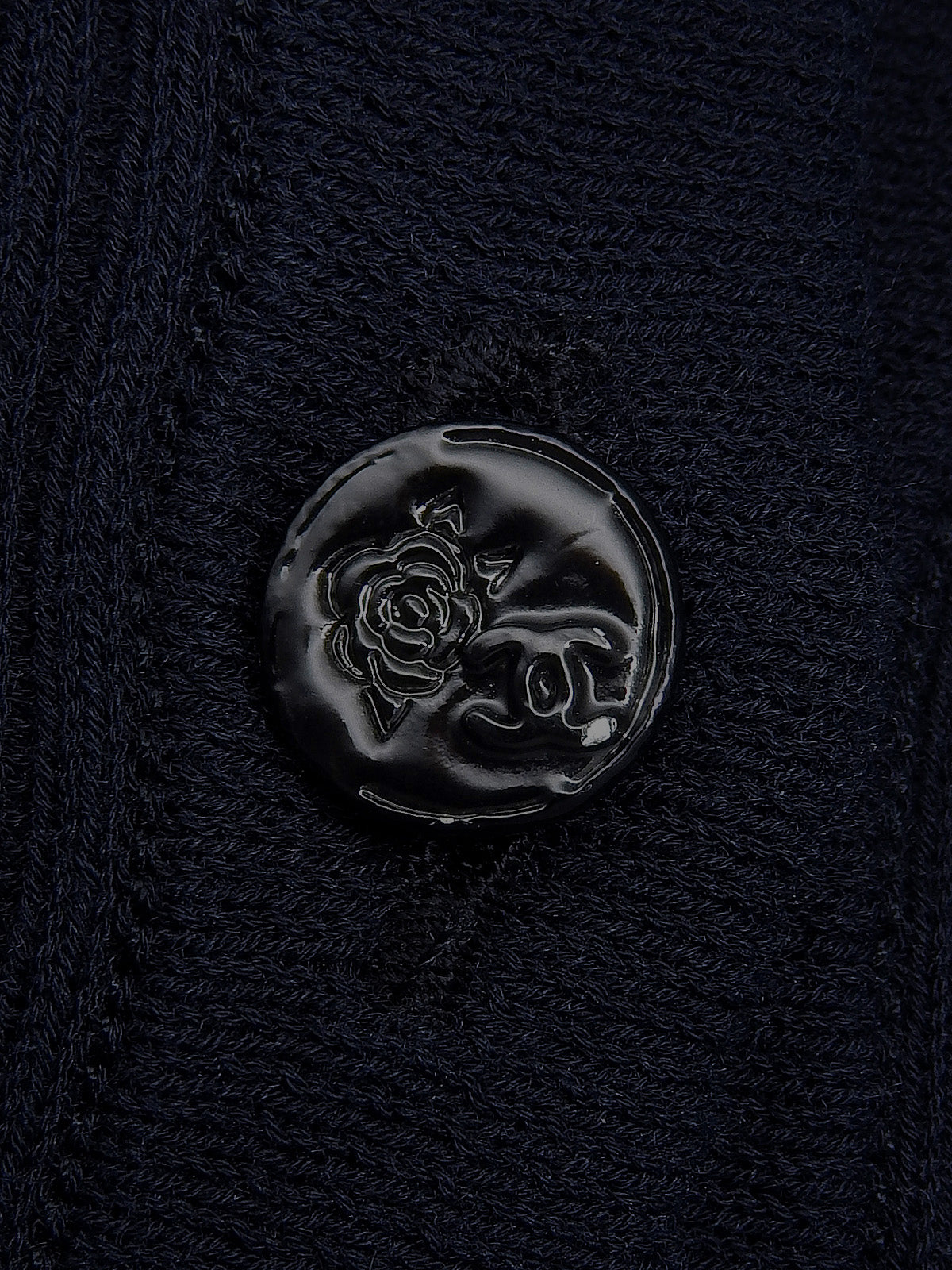 2008年製 カメリアボタンハーフスリーブニットトップス ネイビー