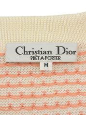 ドットパターンロゴ刺繍ニットポロシャツ アイボリー/サーモンピンク