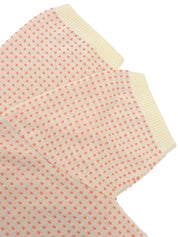 ドットパターンロゴ刺繍ニットポロシャツ アイボリー/サーモンピンク