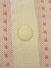ドットパターンロゴ刺繍ニットポロシャツ　アイボリー/サーモンピンク