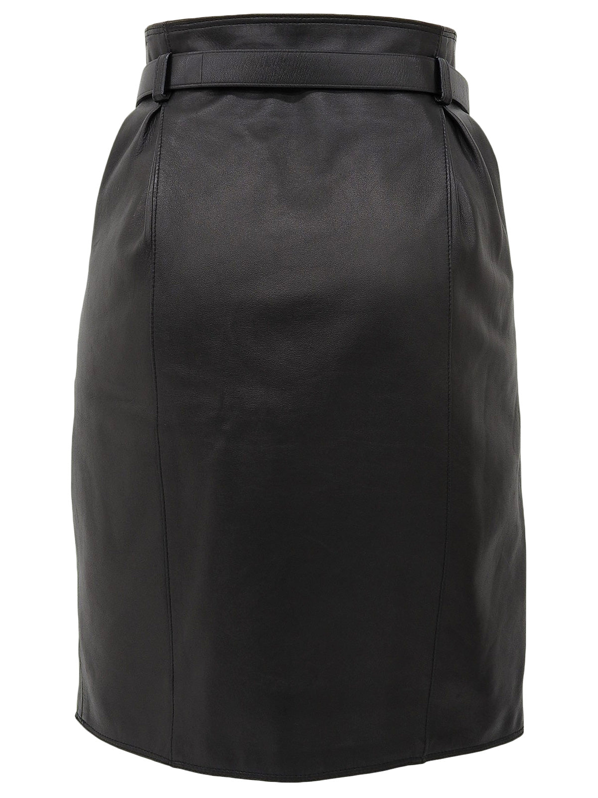 Real Leather Tight Skirt in Black