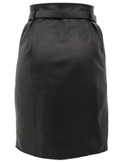 Real Leather Tight Skirt in Black