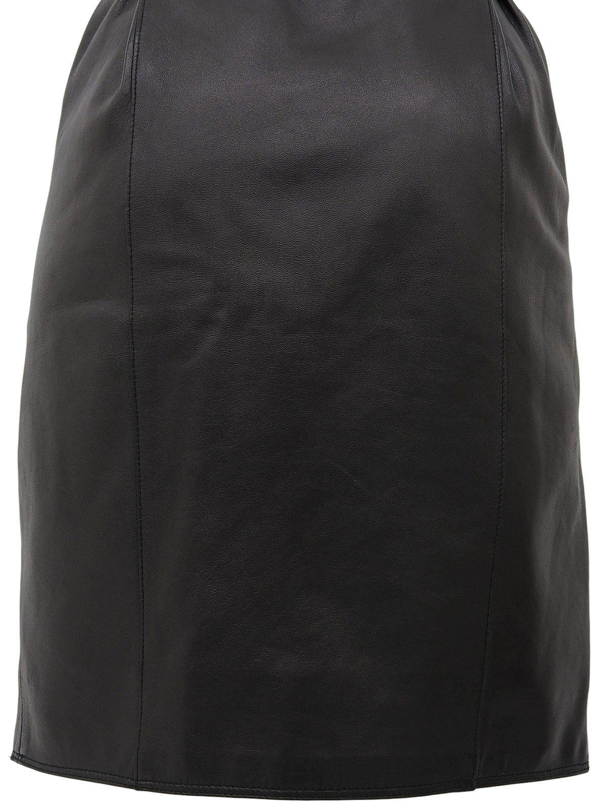 Real Leather Tight Skirt in Black