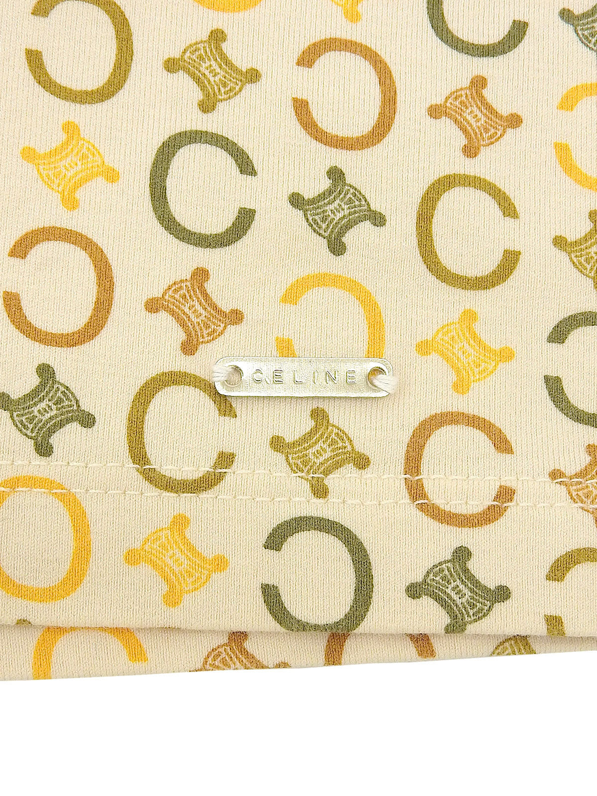 Cotton Macadam Pattern Long Sleeve Top in Beige/Multi