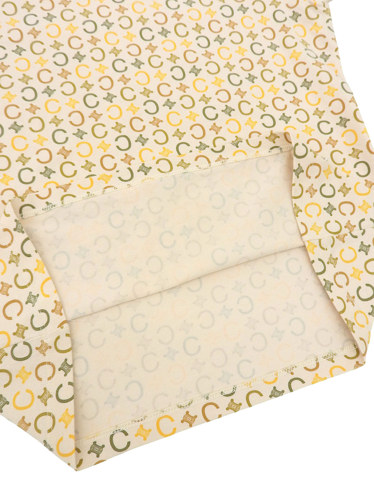 Cotton Macadam Pattern Long Sleeve Top in Beige/Multi